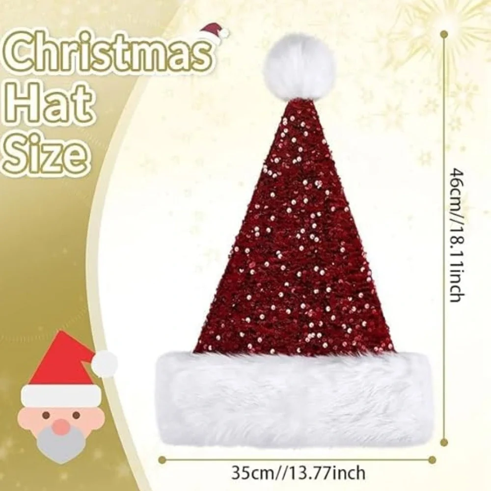 3 Hats Christmas Santa‎ Claus Cap Adult Christmas Holiday Hat Thickened